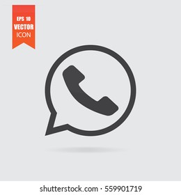 Handset icon in flat style isolated on grey background. For your design, logo. Vector illustration.