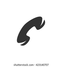 Handset icon isolated on a white background. Logo silhouette design template. Simple symbol concept in flat style. Abstract sign, pictogram for web, mobile and infographics - stock vector