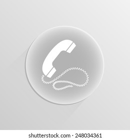 handset icon on a white button with shadow 
