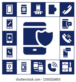 handset icon set. 17 filled handset icons.  Simple modern icons about  - Phone, Smartphone, Telephone, Call