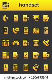 handset icon set. 26 filled handset icons.  Simple modern icons about  - Call, Smartphone, Phone, Telephone