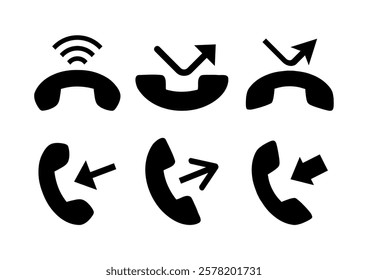 Handset icon set, phone, telephone. Vector illustration