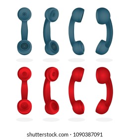 Handset icons set. Phone vector icons.
Handset in flat style isolated on white background.
Telephone symbol. Vector illustration.