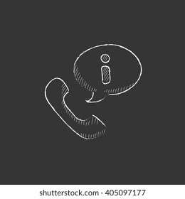 Handset with information sign. Drawn in chalk icon.