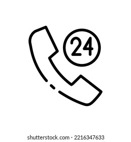 Handset line icon. Call, Phone, 24 on 7, navigation, mail, correspondence, sms, missed. Phone future concept. Vector black line icon on a white background