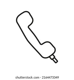 Handset line icon, phone editable stroke outline icon, high quality vector symbol for mobile app.