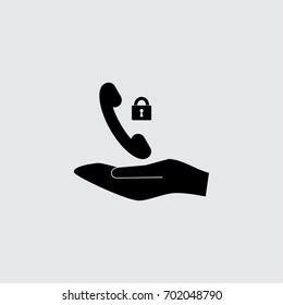 Handset and lock vector icon