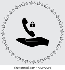 Handset and lock vector icon