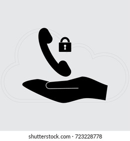 Handset and lock vector icon