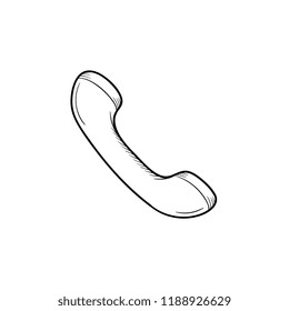 Handset of old telephone hand drawn outline doodle icon. Phone receiver, contacts, conversation device concept. Vector sketch illustration for print, web, mobile and infographics on white background.