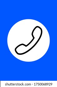 Handset auf weißem Hintergrund, Straßenschild. Handy. Mobiltelefon. Smartphone. Zeiger. Verbotszeichen. Poster. Werbung auf der Plakatwand. Platz für Text. Vorlage. Vektorgrafik