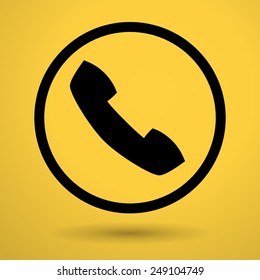 handset on yellow background icon