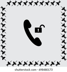 Handset and open lock vector icon