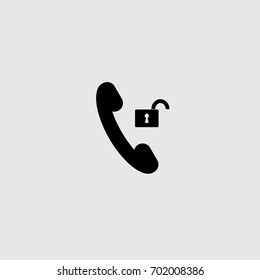 Handset and open lock vector icon