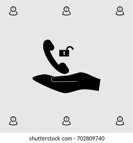 Handset and open lock vector icon