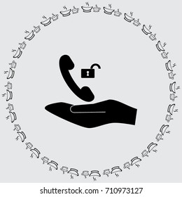 Handset and open lock vector icon