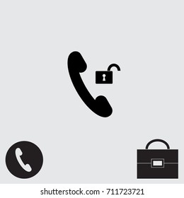 Handset and open lock vector icon