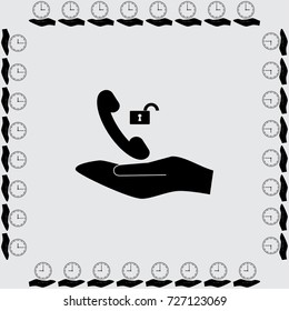 Handset and open lock vector icon