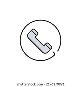 Handset phone in circle icon. High quality coloured vector illustration.
