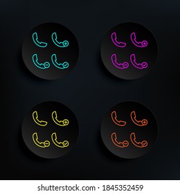 Handset, plus, check, minus sign dark badge color set icon. Simple thin line, outline vector of web icons for ui and ux, website or mobile application