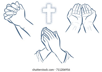 handset of Pray image / Material of drawing made with vector 