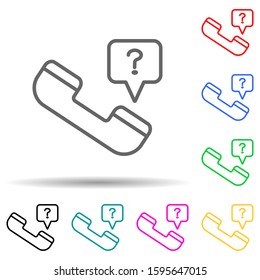 handset with question multi color style icon. Simple thin line, outline vector of interview icons for ui and ux, website or mobile application