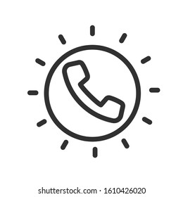 handset in round, linear icon. Editable stroke