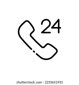 Handset set icon. Call, Phone, 24 on 7, navigation, mail, correspondence, sms, missed. Phone future concept. Vector line icon on white background