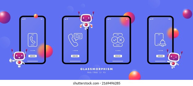 Handset set icon. Phone, call, missed, wired phone, alarm, sms, rejected, checkmark, telephone, smartphone. Contact us concept. UI phone app screen. Vector line icon for Business and Advertising