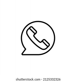 handset in speech bubble vector messenger icon Communication concept. Vector flat outline icon illustration.