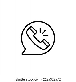 handset in speech bubble vector messenger icon Communication concept. Vector flat outline icon illustration.