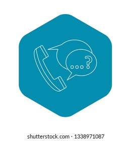 Handset with speech bubbles icon. Outline illustration of handset with speech bubbles vector icon for web