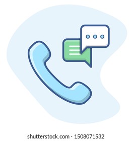 Handset telephone and message bubbles line icon.