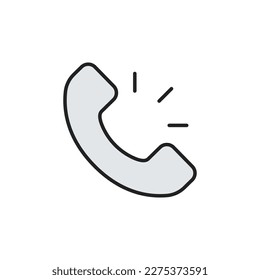 Handset thin line icon. Color linear symbol. Vector illustration.