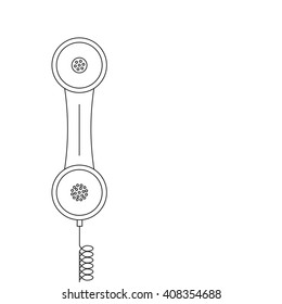 The handset with a twisted cord isolated. Vector illustration.