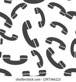Handset vector icon. Phone icon in flat style seamless pattern on a white background. 