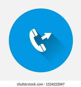 Handset vector icon. Phone icon in flat style on blue background. Flat image with long shadow.