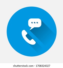 Icono de vector de conjunto de manos. Icono de teléfono en estilo plano en fondo azul. Imagen plana con gran sombra.