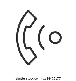 Handset with waves. Telephone signal, linear icon. Editable stroke