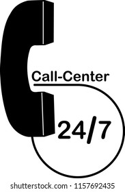 Handset and working hours of the call center, vector icon