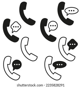 Handsets message icons. Call symbol. Smartphone message interface. Telephone sign. Vector illustration. Stock image.