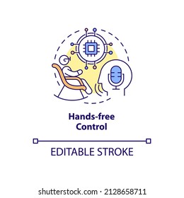 Hands-free Control Concept Icon. Smart Technology For Elderly Abstract Idea Thin Line Illustration. Touch Free Automation. Isolated Outline Drawing. Editable Stroke. Arial, Myriad Pro-Bold Fonts Used