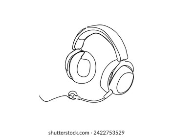 Handsfree, Headset Single Line Drawing