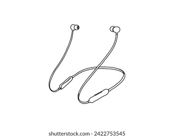 Handsfree, Headset Single Line Drawing