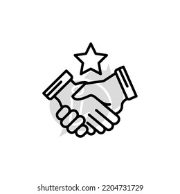 icono de línea de concepto de apretón de manos. Ilustración de elemento simple. diseño de símbolos de esquema de concepto de apretón de manos.