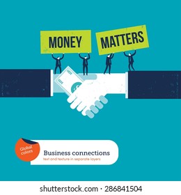 Handshake with 100 dollar bill. Vector illustration Eps10 file. Global colors&layers.
