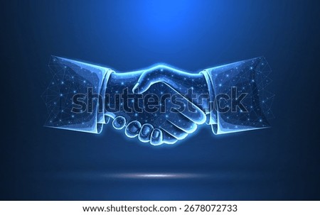 Handshake. Abstract handshake isolated on blue background. Business agreement, teamwork, partnership deal, businessman cooperation, corporate meeting, contract, friendship concept vector illustration