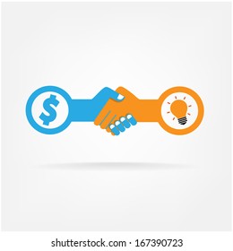 Handshake abstract sign vector design template. Business creative concept. Deal, contract, team, cooperation symbol icon 