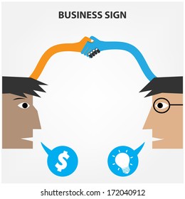 Handshake abstract sign vector design template. Business creative concept. Deal, contract, team, cooperation symbol icon
