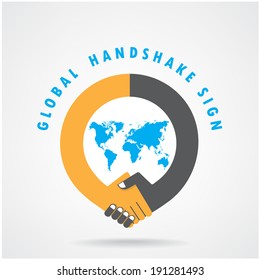 Handshake abstract sign vector design template. Business creative concept.vector illustration contains gradient mesh,credit :NASA